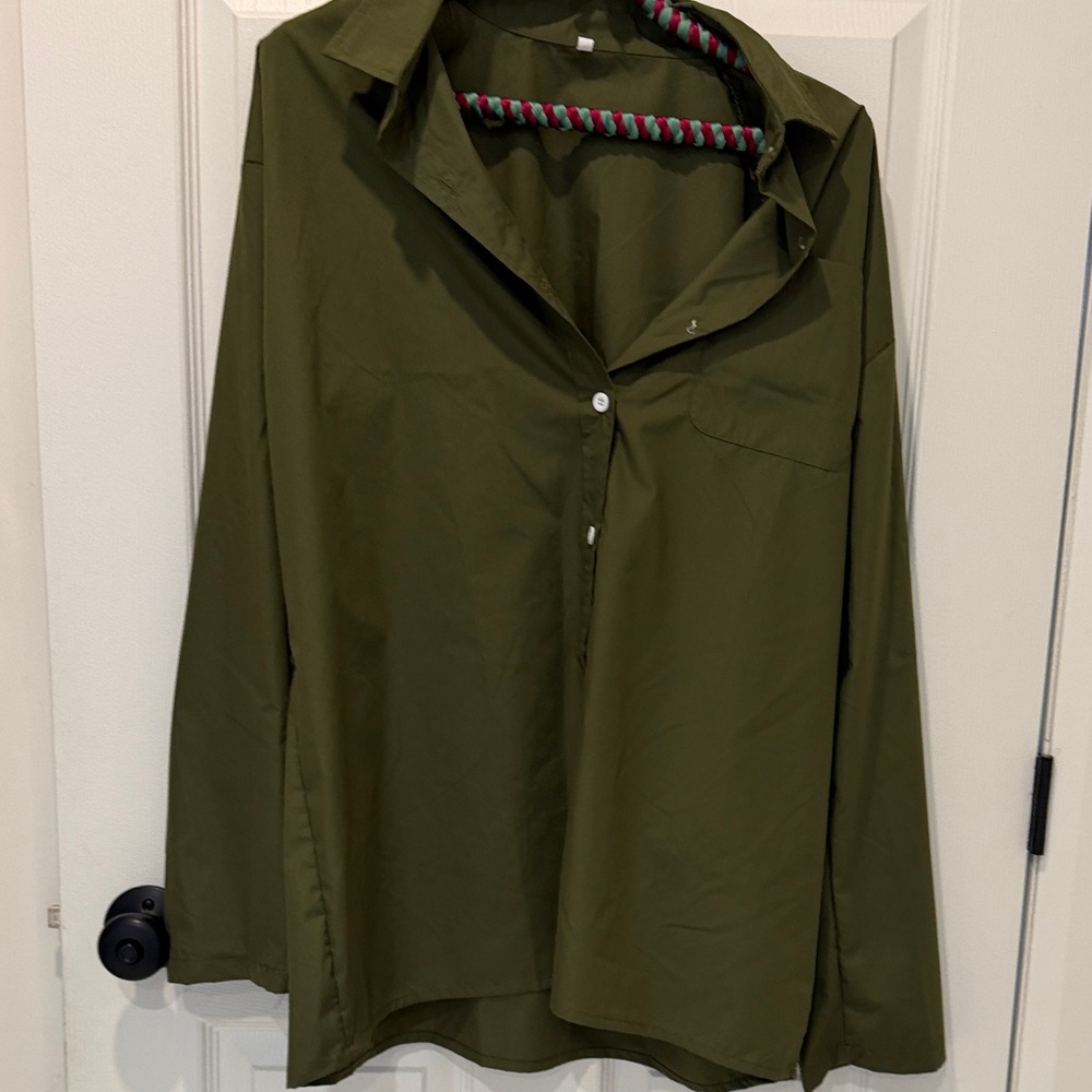 Elegant Olive Green Women's Blouse